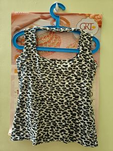 Animal Print Back Design Sleeves Top