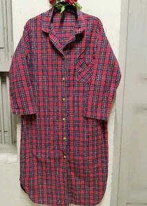 Red Plaid Shirt Dress condition good