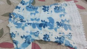 Floral Print Lace Trim Pants