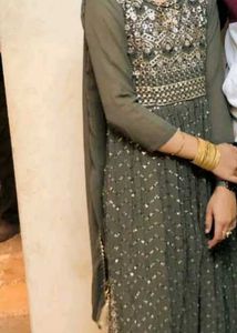 Olive Green Embellished Kurti