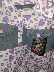 Cute Heart Print Denim Jacket