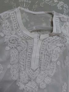 Elegant White Embroidered Kurta for Women
