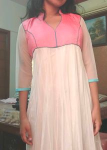 Elegant Pink &amp; White Kurta