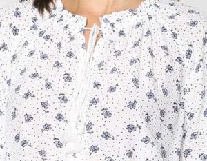 Floral Printed Top with Tassel Tie - Up