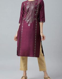 Dark Purple Printed Kurti