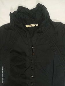 Elegant Black Short-Sleeve Button-Down Top