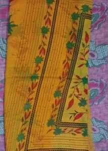 New Yellow Saree With Beautiful Leaf Printing,  Fall Pico Is Not Done And Also It Doesn&#39;t Have Blouse Piece.