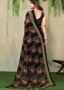 Elegant Black Printed Saree