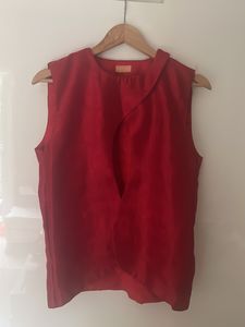Red Overlay Shrug Top