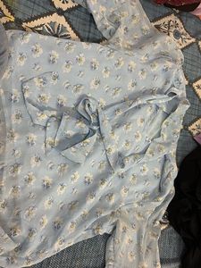 Floral Bow Tie Neck Blouse