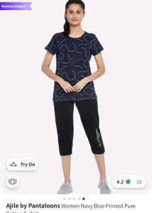 Ajile Pure Cotton Tshirt Activewear,M