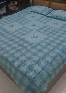 Blue Plaid Bedsheet Set