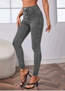 Gray Wash High-Waisted Skinny Jeans