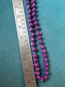 Purple Pebble Bead Thread Knit Necklace