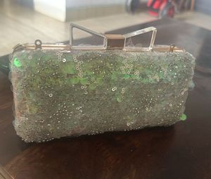 Rainbow Sequin Clutch With Bow Lock