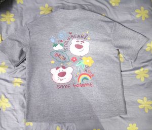 Gray Graphic Print Crewneck Tee Set