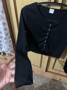 Black Long Sleeve Top- S