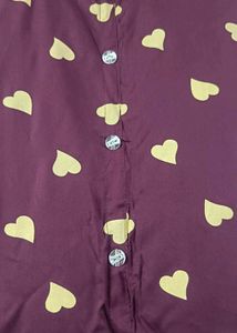 Maroon Heart Print Co-ord Set | Stylish