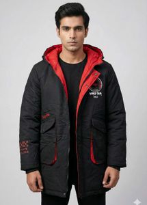 Men's Graphic Print Black Jacket