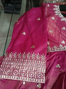 Burgundy Embellished Anarkali Dress