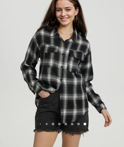Oversized Black and White Plaid Flannel