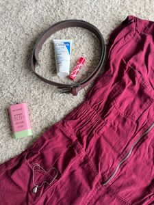 Burgundy Zip-Up Romper jumpsuit