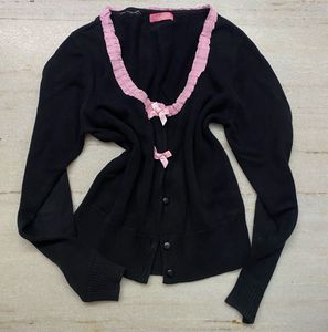 Black Cardigan w/ Pink Bows