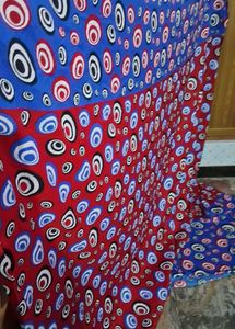 queen size. Colorful  red with  blue color Bedcove