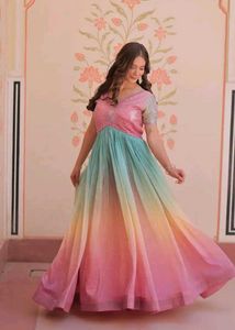 Pink &amp; Teal Ombre Gown