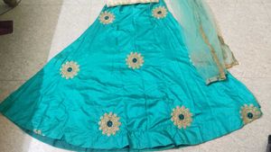 Elegant Blue Lehenga with Cream Top