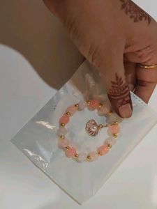 Pink Beaded Bracelet with Shell Charm