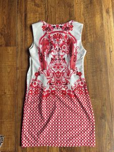 Red and White mini body con dress