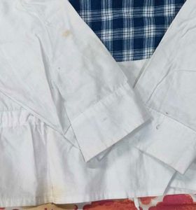Blue Plaid Color Block Shirt