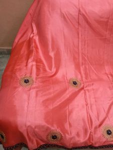 New Unique BabyPink &amp; BlueBorder SilkSaree withBlo