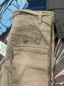 Khaki Cargo Pants with Belt