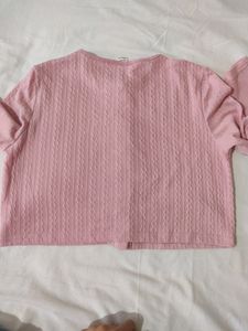 Pink Crop Cardigan