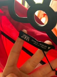 ZARA Red Satin Shirt With Bow detailing (WITH TAGS