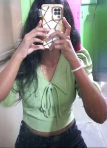 🎀⛳️BOW-TIE GREEN CROP TOP🎀