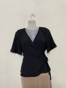 Zara Wrap Y2k  Blouse Top Black