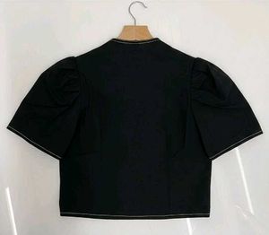 Chic Black Puff Sleeve Top