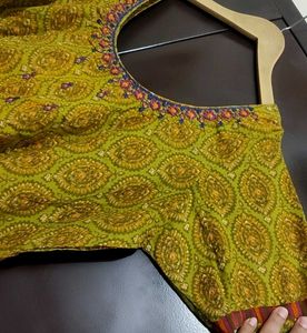 Olive Printed Plazo Suit With Dupatta 42 Bust