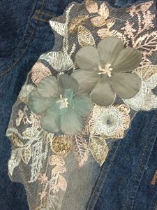 Women&#39;s Denim Jacket,With Flower Print
