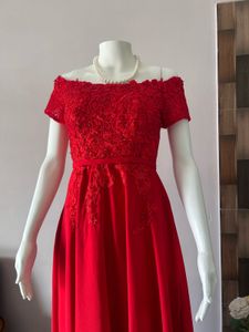 Red off shoulder lux gown