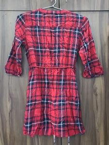 Red Plaid Dress with Tassle Tie