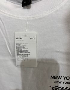 H&amp;M White &#39;New York&#39; Loose Fit T-Shirt