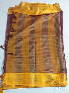 Meroon Checked Semi Soft silk Saree