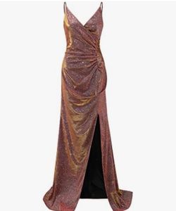 URBANIC Women&#39;s Ruched Sequin Gowns Sexy Spaghetti