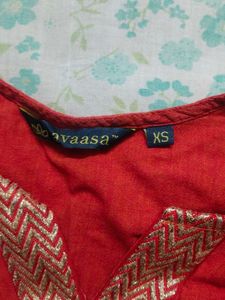 Orange  Embroidered Kurta