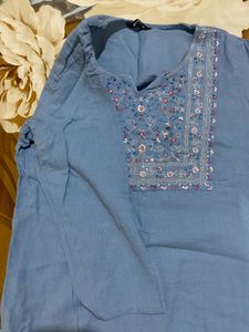 Blue Embroidered Kurta🥰
