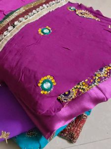 Purple Embellished Saree